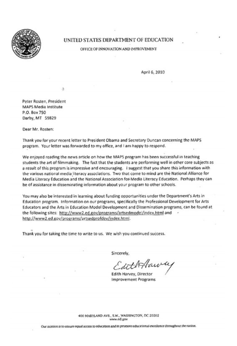U.S. Department of Education Supports MAPS