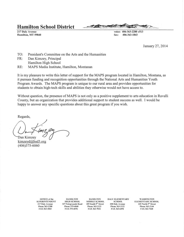 Letter From Hamilton School District